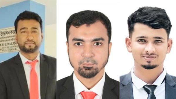 ডান থেকে গোলাপগঞ্জ আইন ছাত্র পরিষদের কমিটি গঠন সভাপতি সুলতান মাহমুদ, সাধারণ সম্পাদক ফখরুল ইসলাম শাকিল, সাংগঠনিক সম্পাদক অলিউর রহমান তামিম